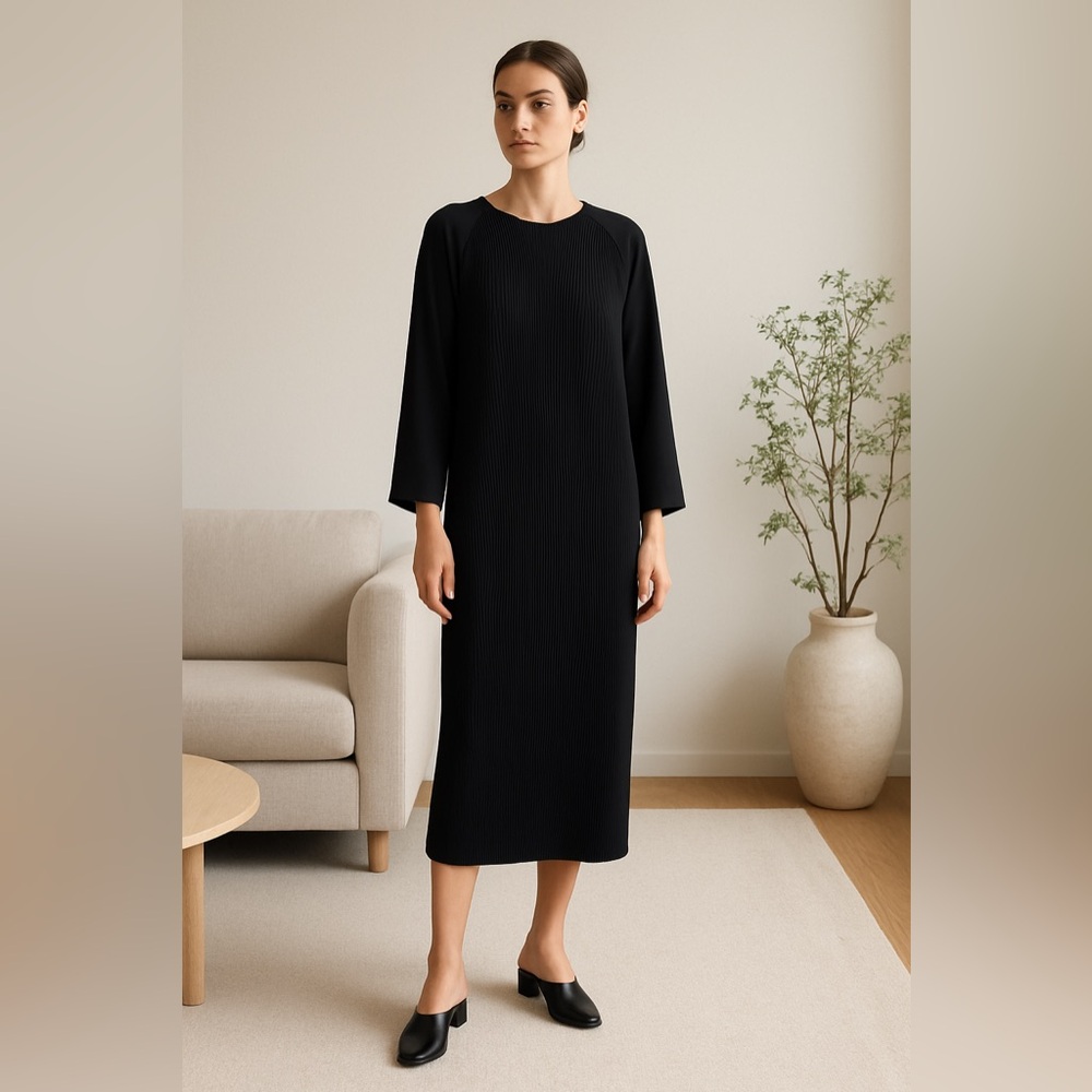 NWT OAK + FORT Black Long Sleeve Dress